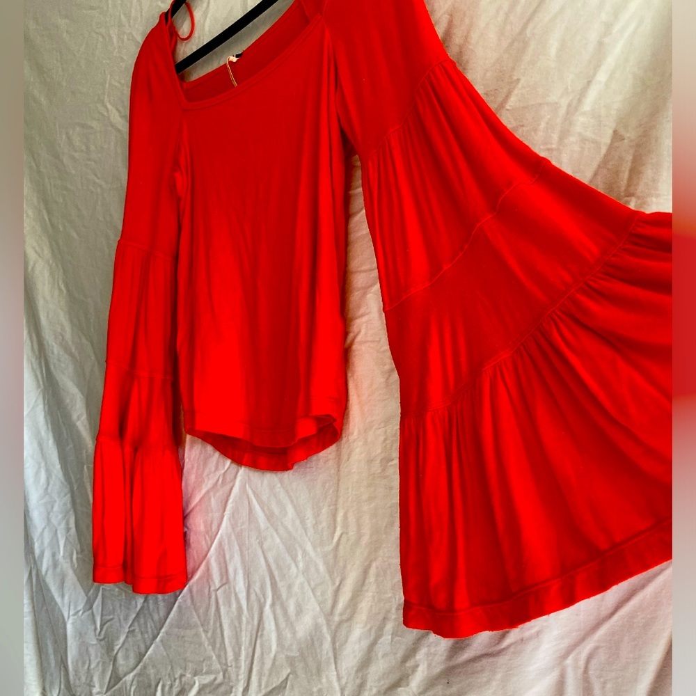 Free people Tired Flare Sleeve Top Orange
